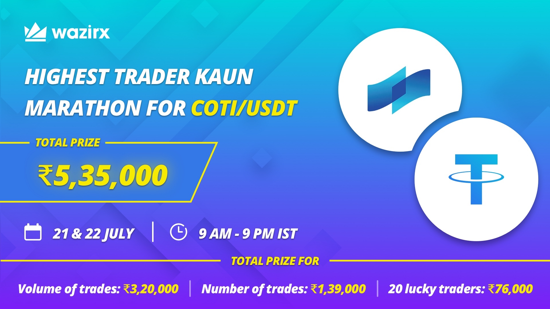 COTI on WazirX + Highest Trader Kaun Marathon - WazirX Blog