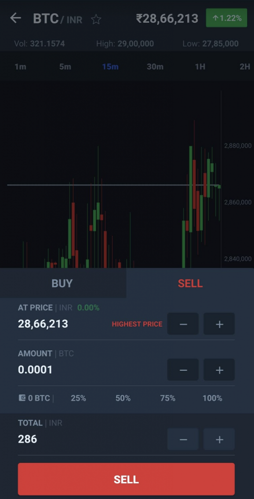 Sell BTC - WazirX