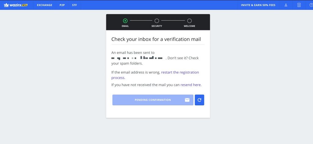 Verification email - WazirX