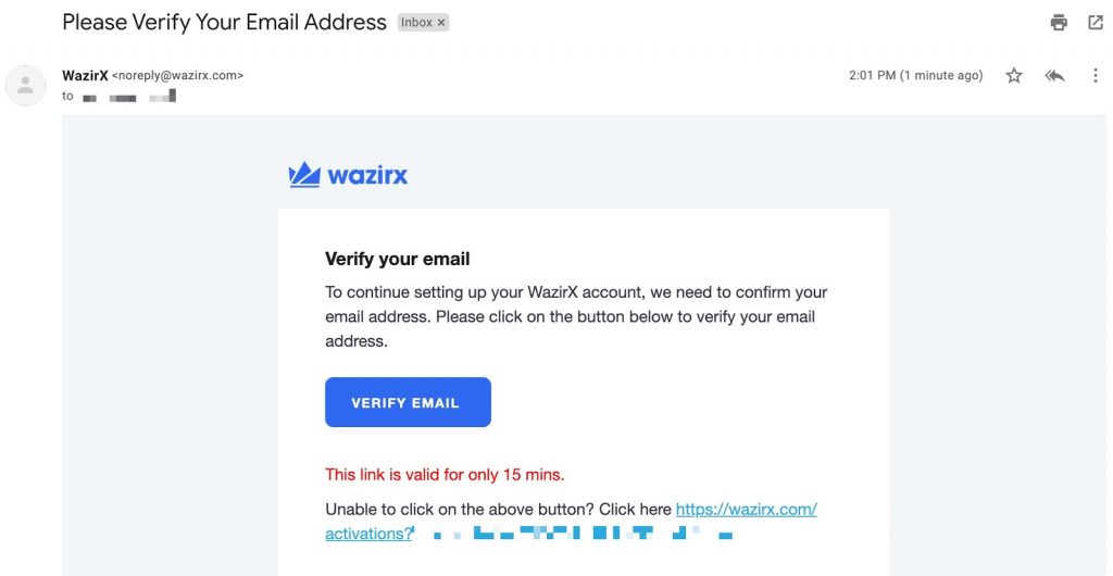 Verify your Email - WazirX