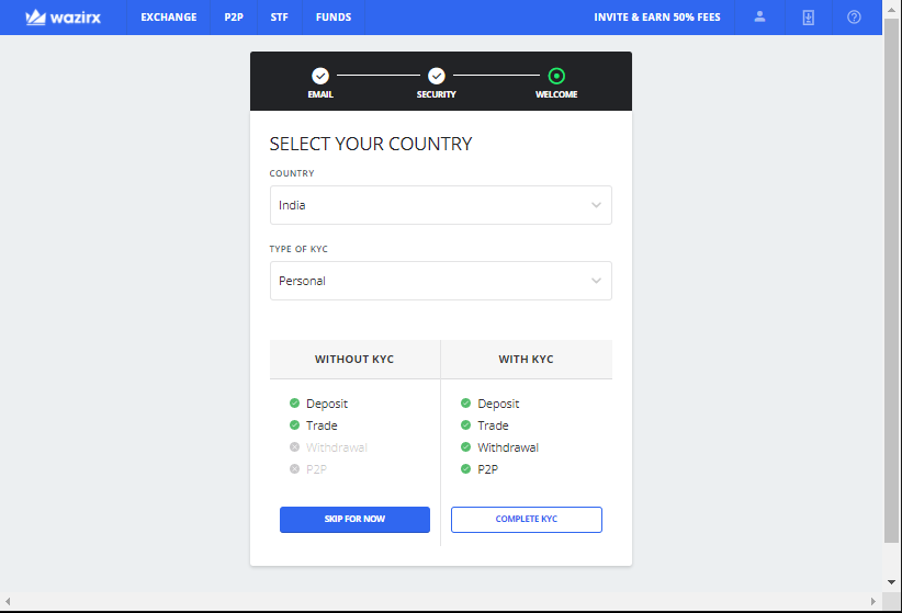 Select country and choose an account 