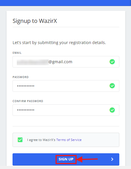 Signup to WazirX