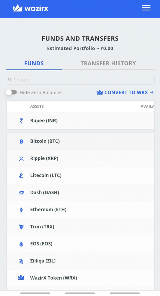 depositing Indian rupees via UPI/IMPS/NEFT/RTGS