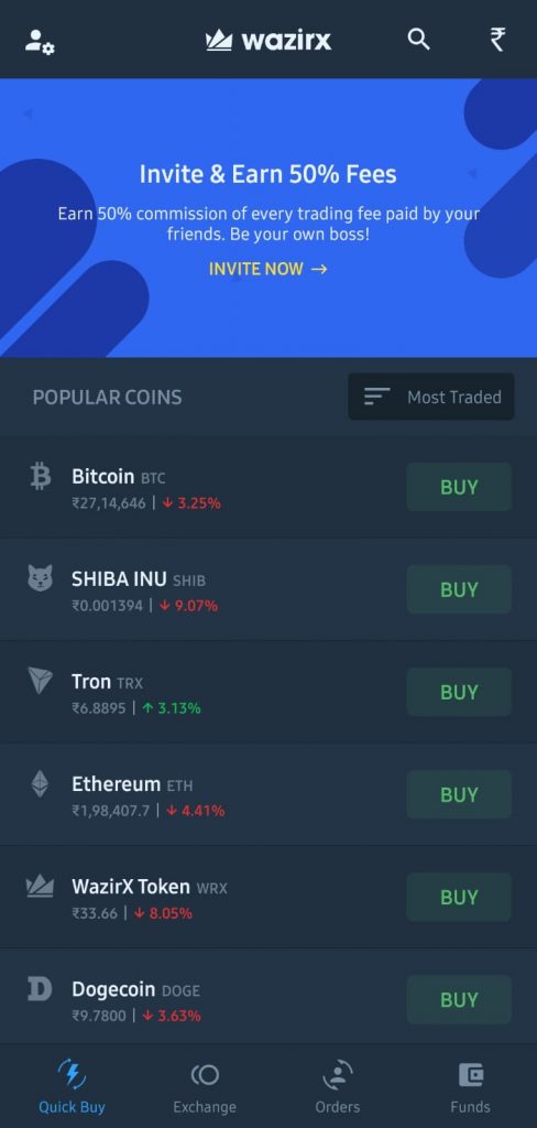 how to buy crypto in wazirx