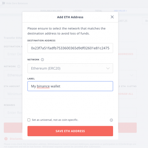 crypto withdraw address