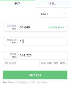 Buy BAT on WazirX