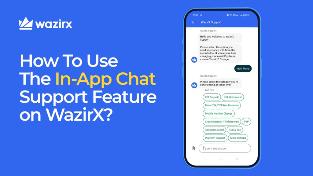 in-app chat support feature at wazirx