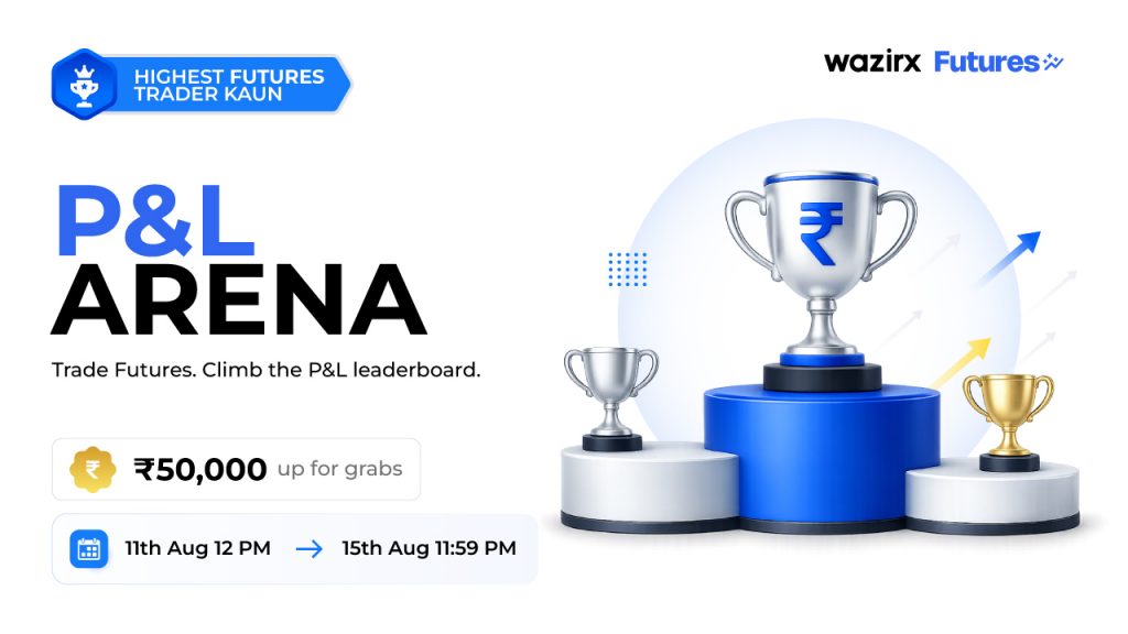 Trade Futures on WazirX, maximize your realized profit, and climb the P&L Arena leaderboard. The top 30 traders can win from a ₹50,000 reward pool!