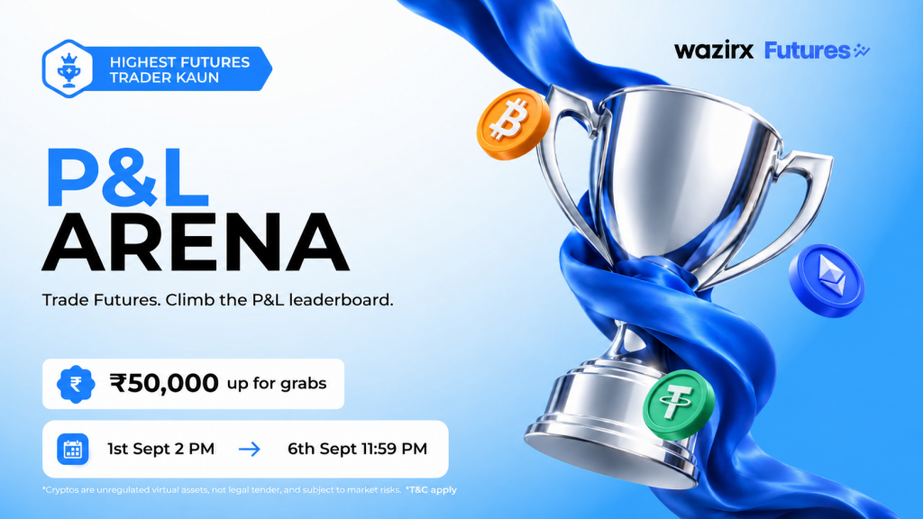 Trade Futures on WazirX, maximize your realized profit, and climb the P&L Arena leaderboard. The top 30 traders can win from a ₹50,000 reward pool!