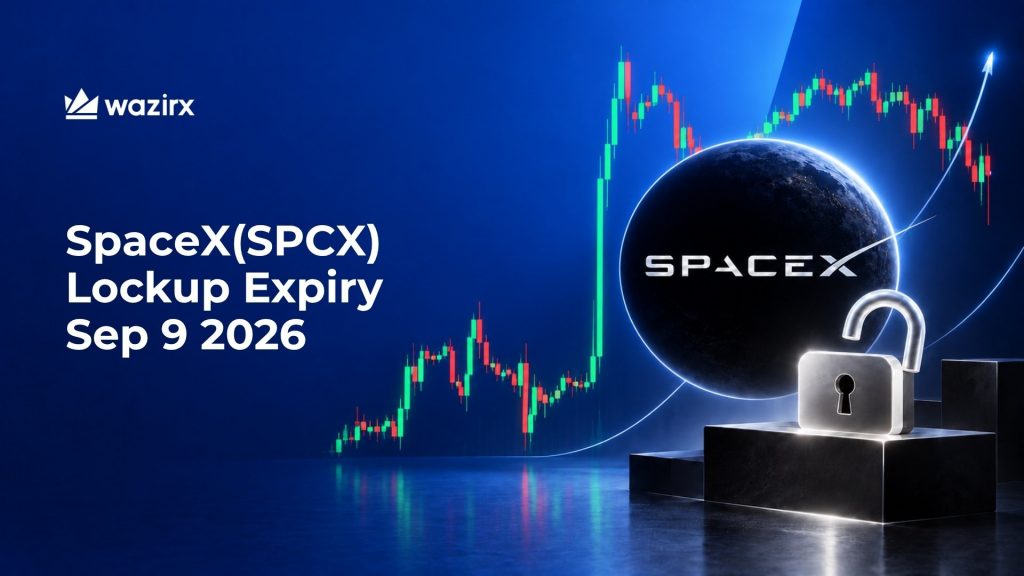 SpaceX logo and SPCX futures trading chart illustrating the September 9 lockup expiration event.